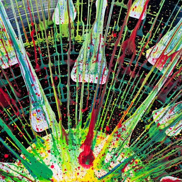 Een Levendige Dynamische Explosie Van Acrylverf Spetters Creëren Een Abstract — Stockfoto