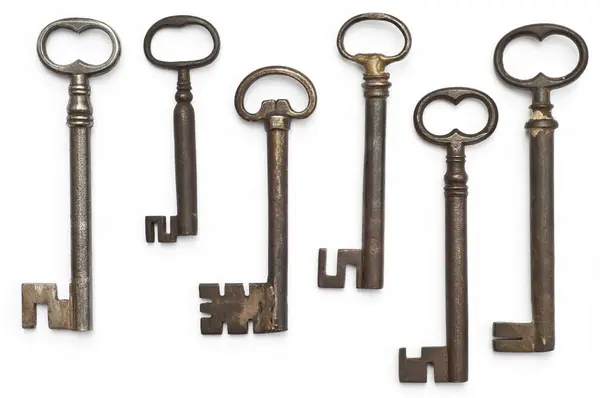 Captivating Array Five Antique Keys Each Boasting Unique Intricate Design — Stock Photo, Image