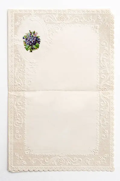Vintage Grußkarte Mit Elegantem Floral Verzierten Spitzenrand Stockbild