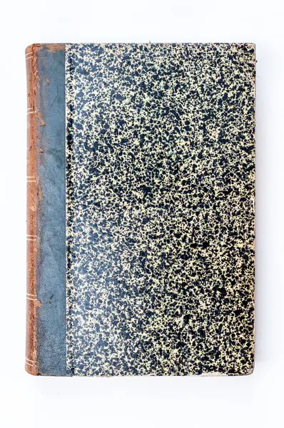 Nahaufnahme Eines Antiken Bucheinbands Der Ein Einzigartiges Mit Textur Gesprenkeltes Stockfoto