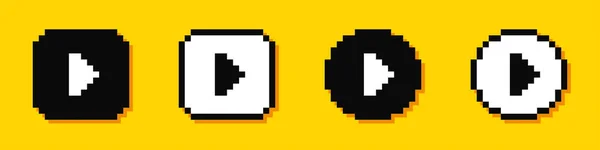 Набор Кнопок Воспроизведения Пикселей Видеоплеер Битный Стиль Видеоигры Вектор — стоковый вектор