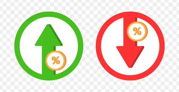 箭头图标与百分比 增长和下降的百分比 向上和向下箭头 增加或减少利润 矢量说明 — 图库矢量图片