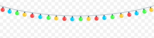 Luces Navidad Hermosas Guirnaldas Colores Decoraciones Festivas Sobre Fondo Transparente — Vector de stock