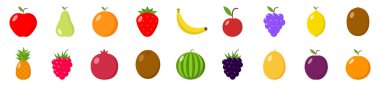 Meyve simgeler kümesi. Vektör çizim