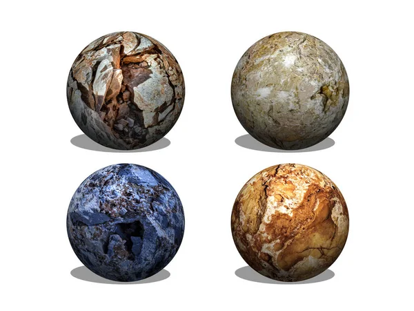 Esferas Tridimensionales Piedra Sobre Fondo Blanco Representación Ilustración — Foto de Stock