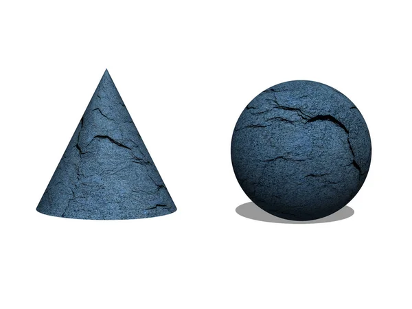 Cono Esfera Piedra Azul Representación Sobre Fondo Blanco — Foto de Stock