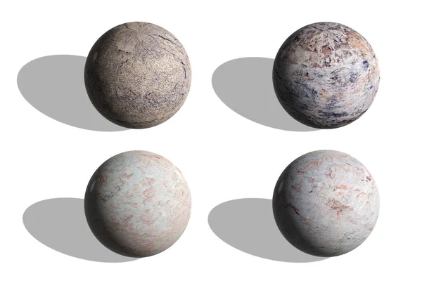 白い背景の石の立体的な球体 3Dレンダリング イラスト — ストック写真
