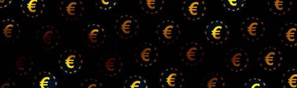 Широкая Трехмерная Модель Флага Европейского Союза Символом Валюты Евро Черном — стоковое фото