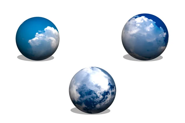 Three Dimensional Spheres Cloudy Sky Rendering Illustration — Stock Photo, Image