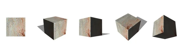 Cinco Cubos Pedra Renderização Sobre Fundo Branco — Fotografia de Stock