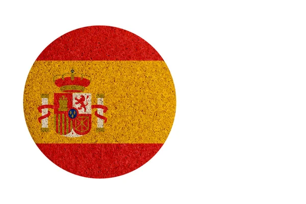Spanish Flag Cork Coaster Isolated White Background — Stock Photo, Image