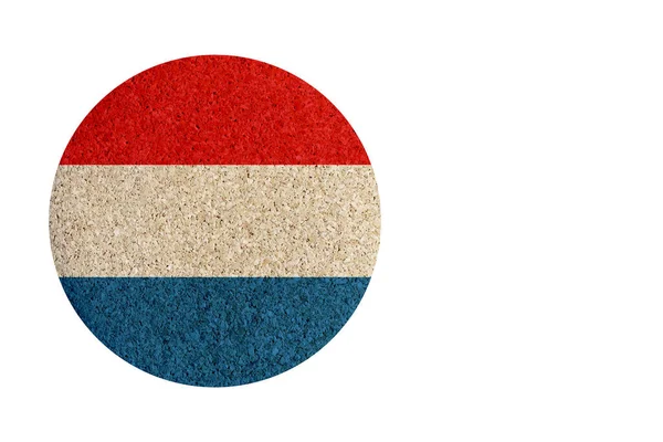 Ronde Nederlandse Vlag Kurk Onderzetter Geïsoleerd Witte Achtergrond — Stockfoto