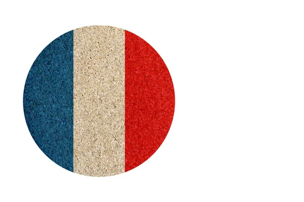 Ronde Franse Vlag Kurk Onderzetter Geïsoleerd Witte Achtergrond — Stockfoto