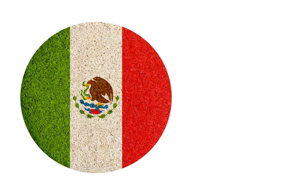 墨西哥国旗 圆形软木塞烤面包机 白色背景隔离 — 图库照片