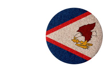 Amerikan Samoa bayrağı, beyaz arkaplan fotokopi uzayında izole edilmiş yuvarlak mantar altlığı