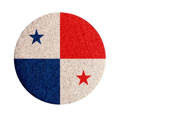 Flaga Panamy Okrągły Coaster Korkowy Izolowany Białym Tle Miejsca Kopiowania — Zdjęcie stockowe