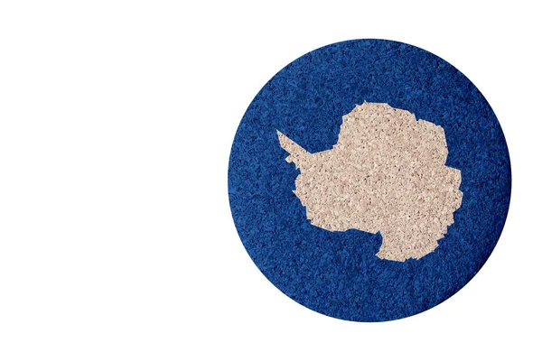 Vlag Van Antarctica Ronde Kurk Onderzetter Geïsoleerd Witte Achtergrond Kopieerruimte — Stockfoto