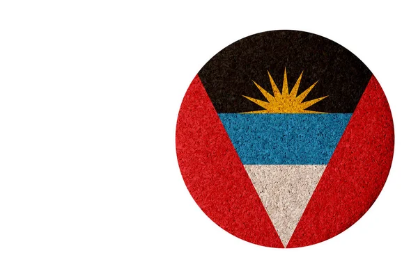 Flaga Antigua Barbuda Okrągły Coaster Korkowy Izolowany Białym Tle Miejsca — Zdjęcie stockowe