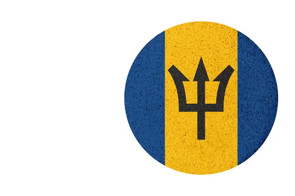 Σημαία Μπαρμπάντος Νησί Στρογγυλό Σουβέρ Φελλό Απομονωμένο Λευκό Φόντο Αντίγραφο — Φωτογραφία Αρχείου
