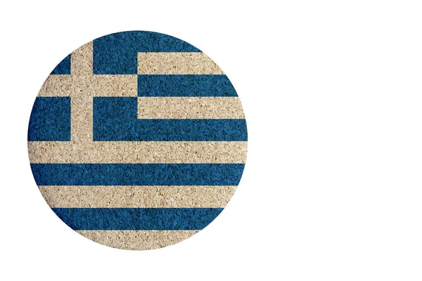 Griekse Vlag Ronde Kurk Onderzetter Geïsoleerd Witte Achtergrond — Stockfoto