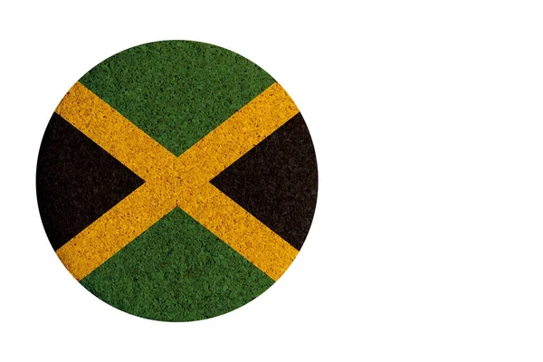 Flaga Jamajki Okrągła Kolejka Korkowa Izolowana Białym Tle — Zdjęcie stockowe