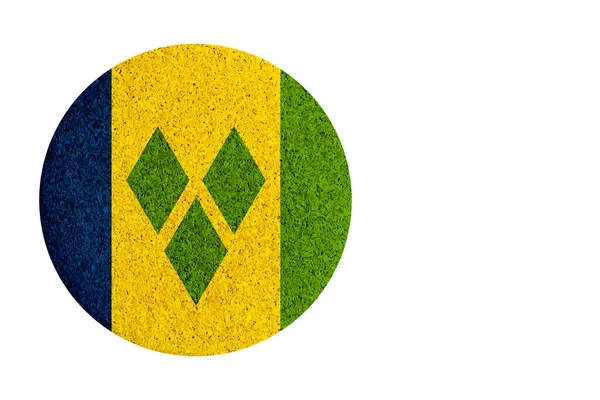 Bandiera Saint Vincent Grenadine Sottobicchiere Rotondo Sughero Isolato Sfondo Bianco — Foto Stock