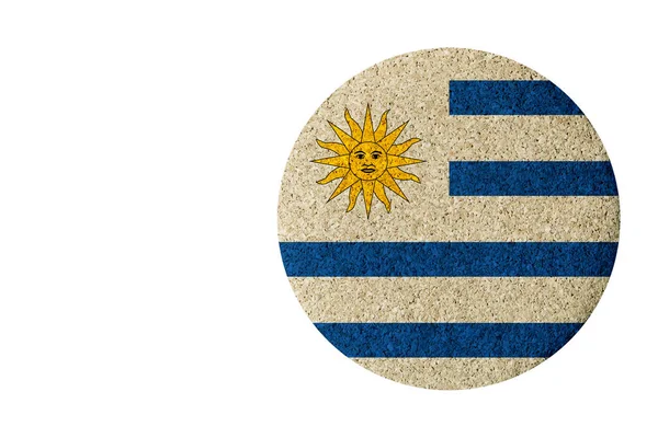 Uruguay Bayrağı Beyaz Arka Planda Izole Edilmiş Mantar Bardak Altlığı — Stok fotoğraf
