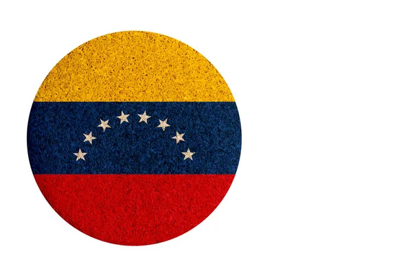 Venezuela bayrağı, beyaz arka planda izole edilmiş mantar bardak altlığı.