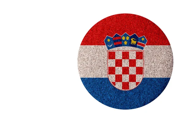 Vlag Van Kroatië Ronde Kurk Onderzetter Geïsoleerd Witte Achtergrond — Stockfoto