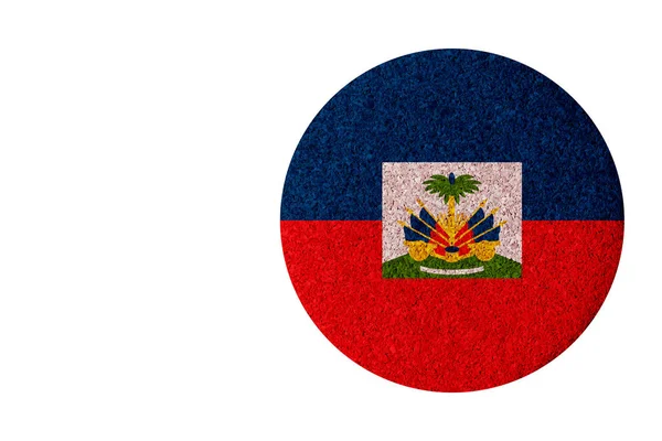 Σημαία Της Αϊτής Στρογγυλό Σουβέρ Φελλού Απομονωμένο Λευκό Φόντο — Φωτογραφία Αρχείου