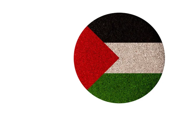 Vlag Van Palestina Ronde Kurk Onderzetter Geïsoleerd Witte Achtergrond — Stockfoto