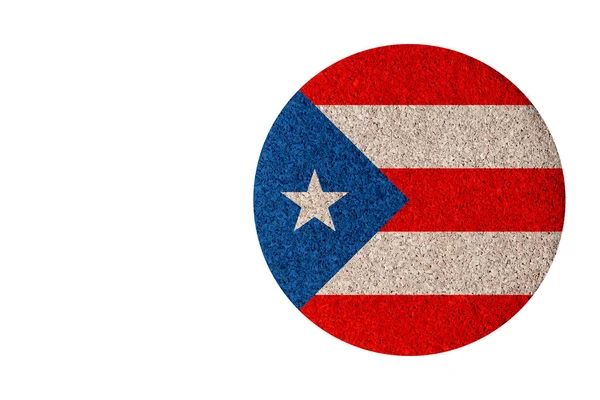 Σημαία Πόρτο Ρίκο Στρογγυλό Σουβέρ Φελλού Απομονωμένο Λευκό Φόντο — Φωτογραφία Αρχείου