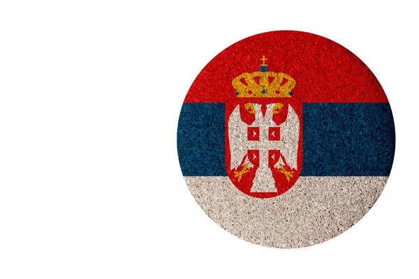 Vlag Van Servië Ronde Kurk Onderzetter Geïsoleerd Witte Achtergrond — Stockfoto