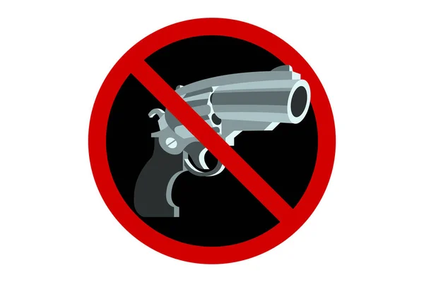 Sinal Proibição Vermelho Preto Com Arma Sobre Fundo Branco Ilustração —  Vetores de Stock