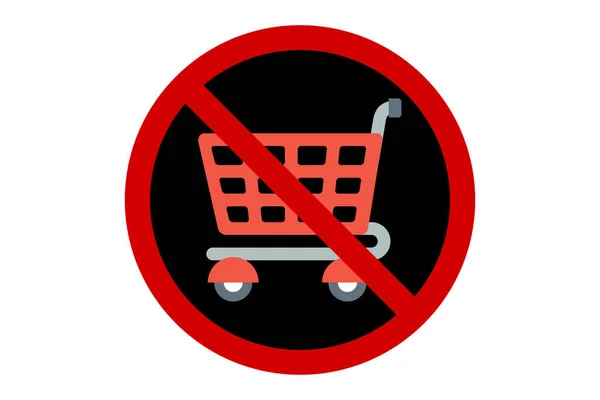 Red Black Prohibition Sign Shopping Cart Icon White Background Commerce — Stock Vector