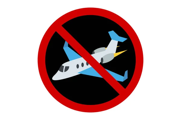 Sinal Proibição Vermelho Preto Com Avião Fundo Branco Sem Zona — Vetor de Stock