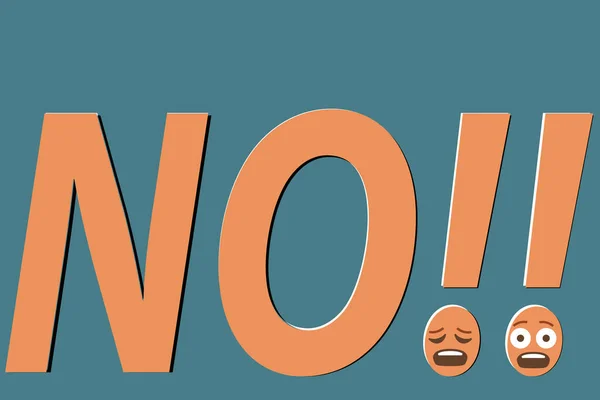 Wort Nein Und Doppeltes Ausrufezeichen Mit Müden Und Ängstlichen Emoji — Stockvektor