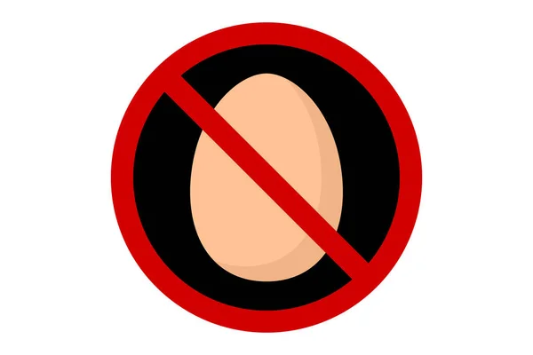 Señal Prohibición Roja Negra Con Huevo Sobre Fondo Blanco Ilustración — Vector de stock