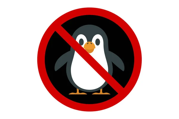 Rotes Und Schwarzes Verbotsschild Gegen Pinguine Bedrohte Tiere Klimawandel Konzeptvektorillustration — Stockvektor