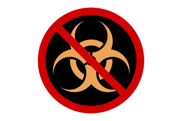 Beyaz arkaplanda biyolojik tehlike sembolüne karşı yasaklama işareti, vektör illüstrasyonu