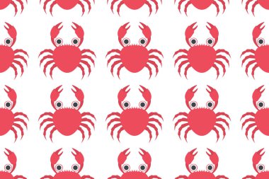 Beyaz arkaplanda yengeç deseni, vektör illüstrasyonu