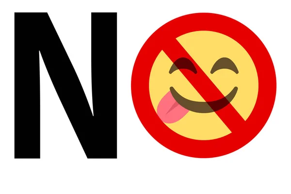 Δεν Κείμενο Πινακίδα Απαγόρευση Κατά Απολαμβάνοντας Νόστιμα Food Face Emoji — Διανυσματικό Αρχείο