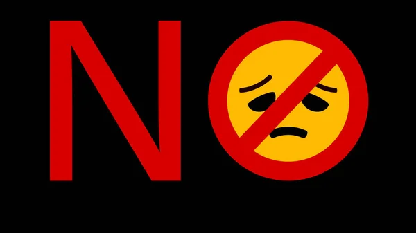 Κανένα Κείμενο Απαγορευτικό Πρόσημο Ενάντια Στην Απογοητευμένη Φατσούλα Emoji Μαύρο — Διανυσματικό Αρχείο