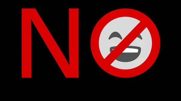 Pas Texte Avec Signe Interdiction Contre Emoji Visage Heureux Sur — Image vectorielle