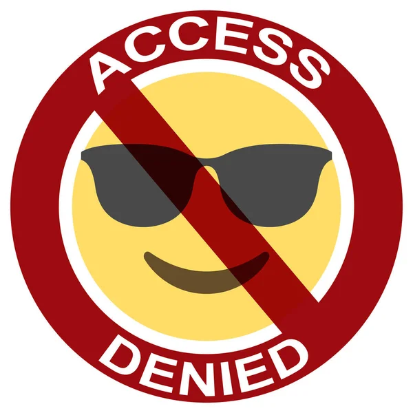 Zákaz Značka Přístupem Odepřen Text Proti Usmívající Chladný Obličej Emoji — Stockový vektor
