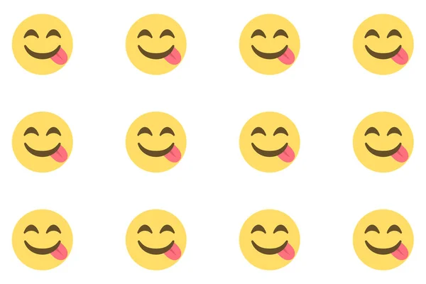 Gesicht Genießen Köstliches Essen Kopieren Raum Emoji Muster Auf Weißem — Stockvektor