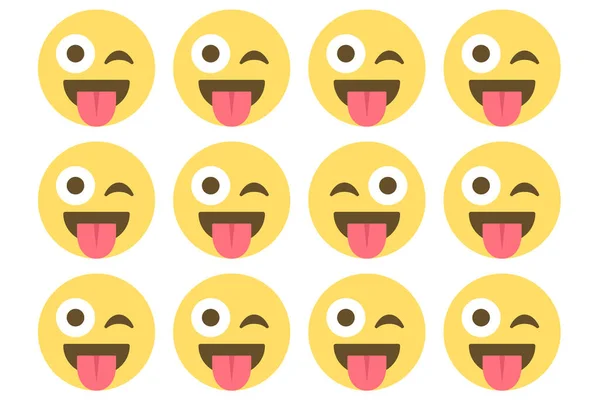 Πρόσωπο Κολλήσει Έξω Γλώσσα Emoji Μοτίβο Έννοια Λευκό Φόντο Ποικιλόμορφη — Διανυσματικό Αρχείο