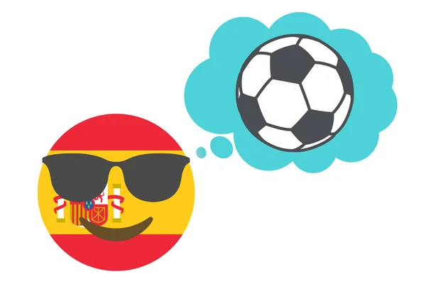 Emoji Fresco Español Burbuja Pensamiento Con Pelota Fútbol Sobre Fondo — Vector de stock