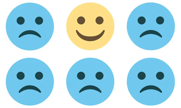 Emoji Concept Pattern Blue Frowning Faces Yellow Smiling Face White — Vetor de Stock