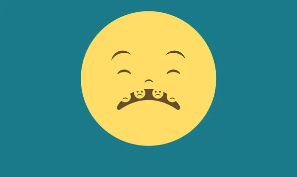 Sad Face Emoji Blue Background Copy Space Vector Illustration — Stock Vector